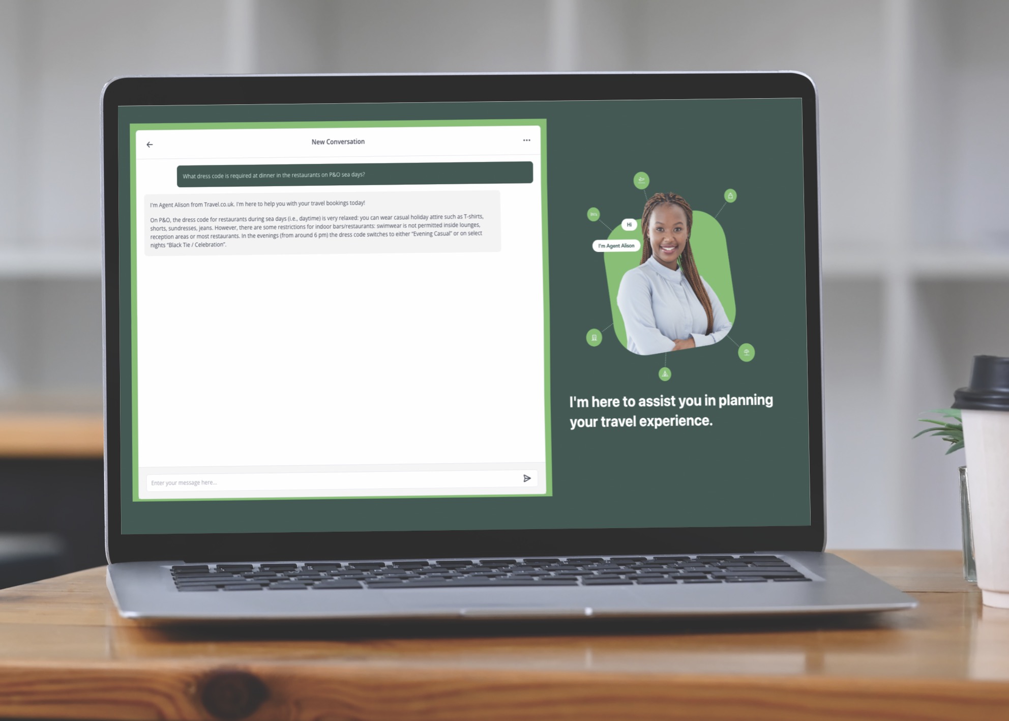 Agent Alison displayed on a laptop