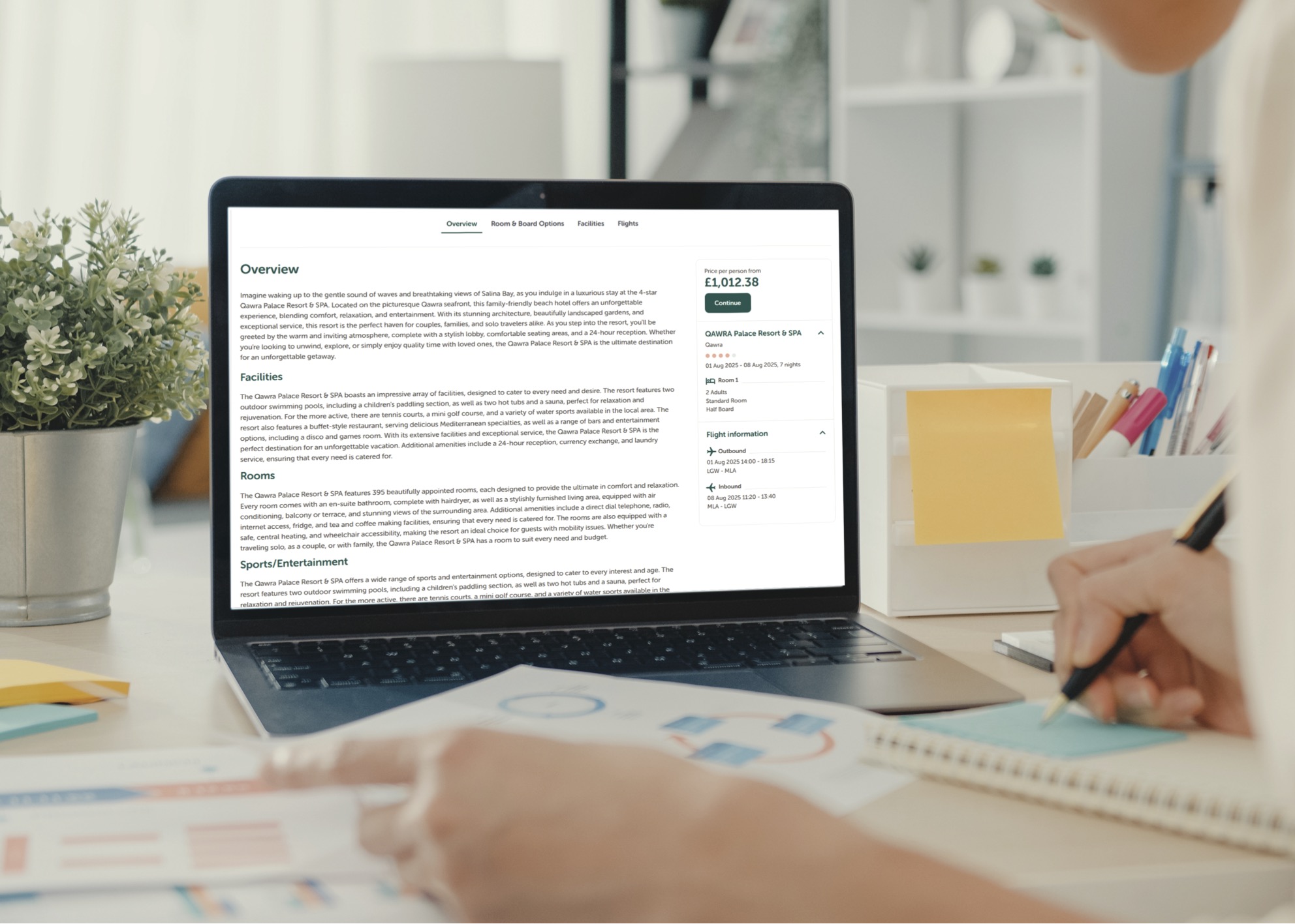 Content overview being displayed on a laptop