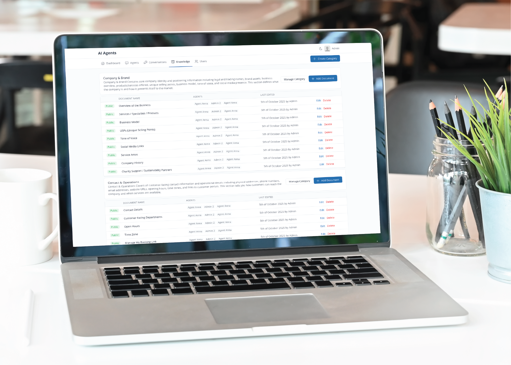 Knowledge dashboard displayed on a laptop